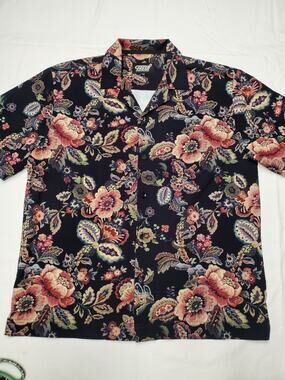 Fresh Prints of Bel-Air Drill Clothing Floral Tapestry Camp Shirt Mens M